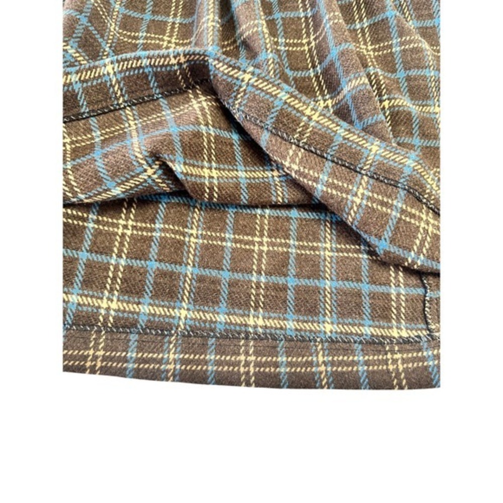 Vintage 70s 80s Plaid Wool Tweed Academic Skirt Brown Midi Length A-Line Sz S - Picture 2 of 10